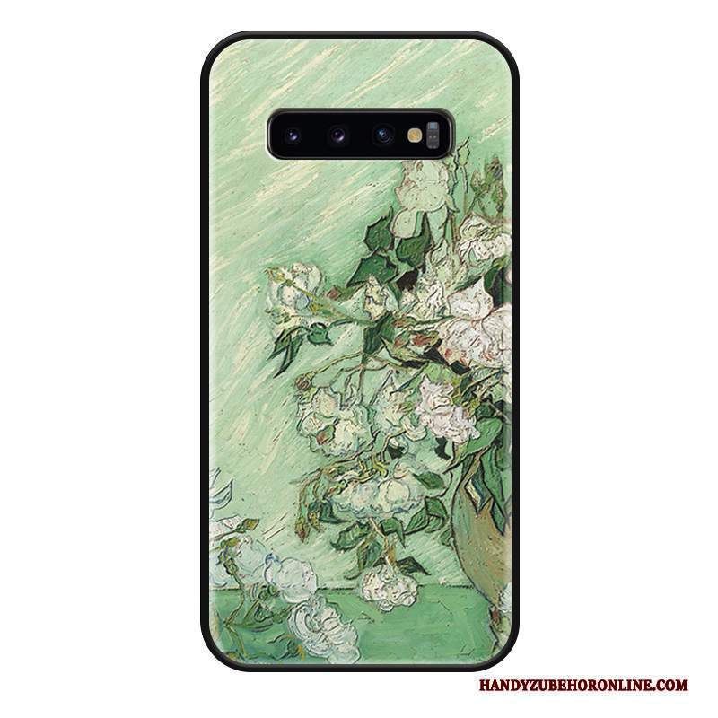 Custodia Samsung Galaxy S10+ Goffratura Ornamenti Appesi Rosa, Cover Samsung Galaxy S10+ Protezione Telefono Alto