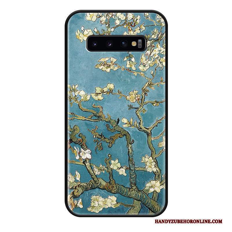 Custodia Samsung Galaxy S10+ Goffratura Ornamenti Appesi Rosa, Cover Samsung Galaxy S10+ Protezione Telefono Alto