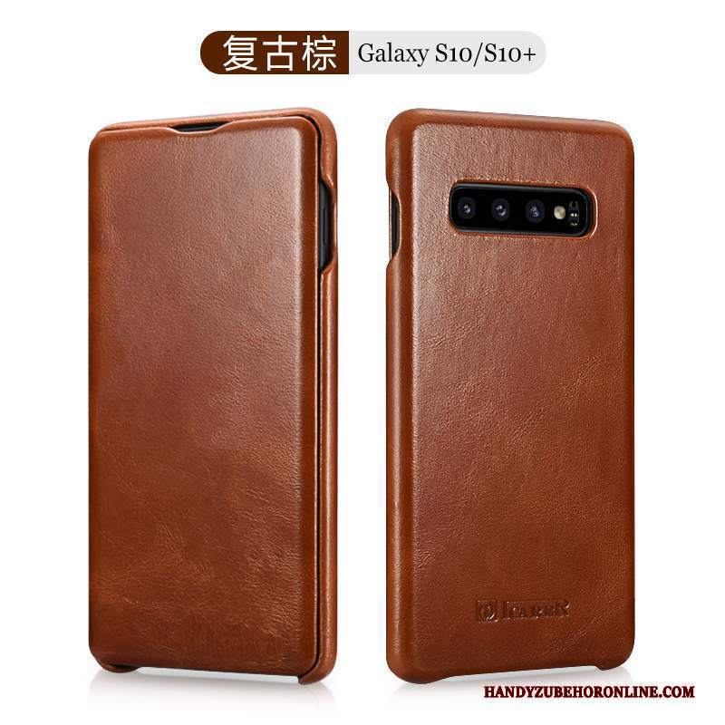 Custodia Samsung Galaxy S10+ Pelle Anti-caduta Difficile, Cover Samsung Galaxy S10+ Folio Tutto Incluso Tendenza