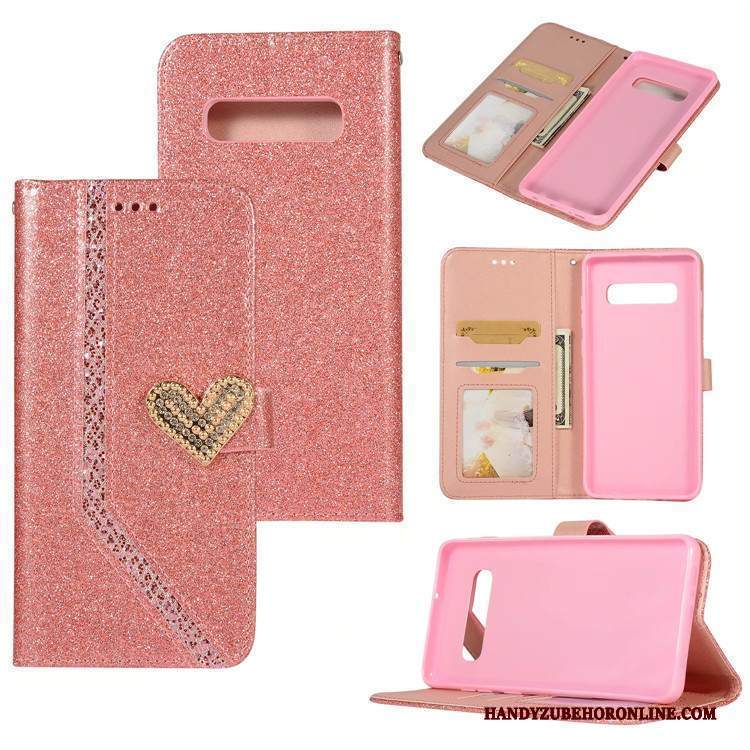 Custodia Samsung Galaxy S10 Pelle Carta Rosa, Cover Samsung Galaxy S10 Folio Nuovo Amare