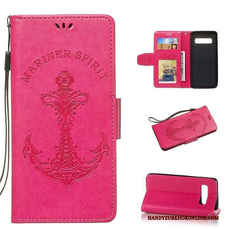 Custodia Samsung Galaxy S10 Pelle Rosso Anti-caduta, Cover Samsung Galaxy S10 Protezione Mermaid Nuovo