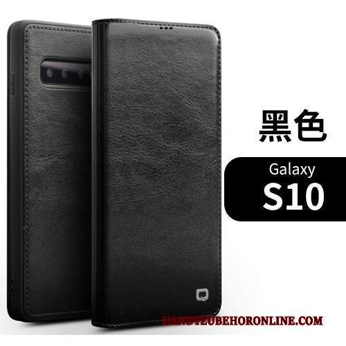 Custodia Samsung Galaxy S10 Protezione Mucca Tutto Incluso, Cover Samsung Galaxy S10 Pelle Nero Affari