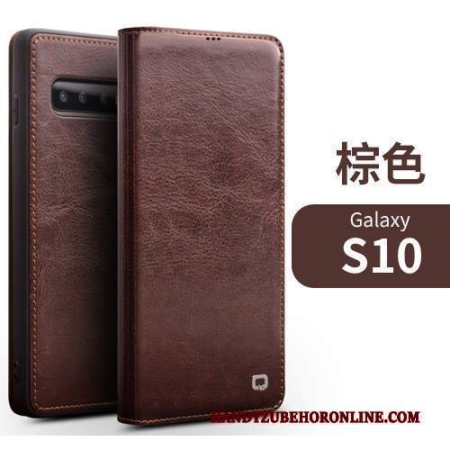 Custodia Samsung Galaxy S10 Protezione Mucca Tutto Incluso, Cover Samsung Galaxy S10 Pelle Nero Affari