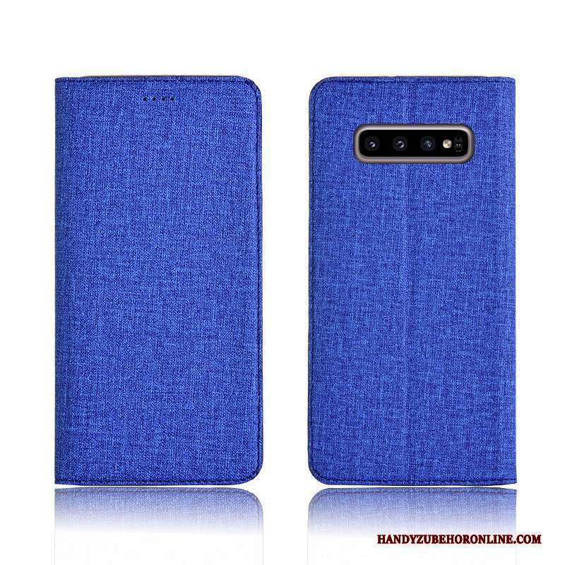 Custodia Samsung Galaxy S10+ Protezione Telefono Blu, Cover Samsung Galaxy S10+ Pelle Tutto Incluso Cotone E Lino