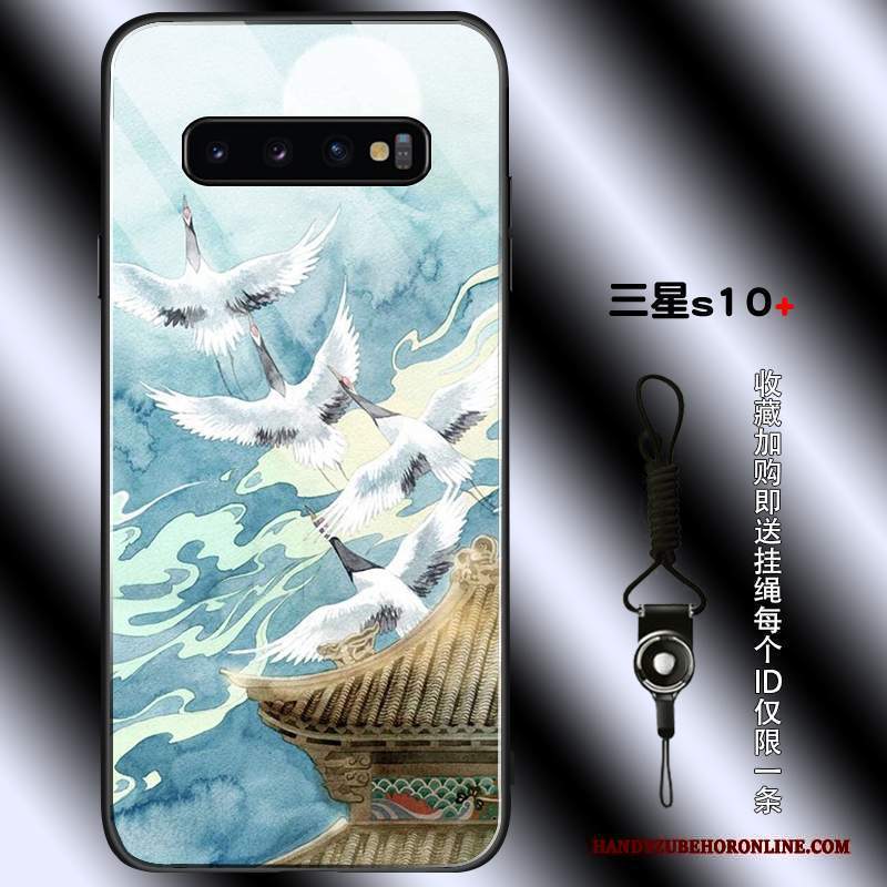 Custodia Samsung Galaxy S10+ Silicone Di Personalità Semplici, Cover Samsung Galaxy S10+ Vintage Gru Tutto Incluso