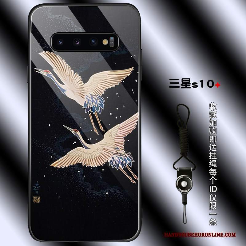 Custodia Samsung Galaxy S10+ Silicone Di Personalità Semplici, Cover Samsung Galaxy S10+ Vintage Gru Tutto Incluso