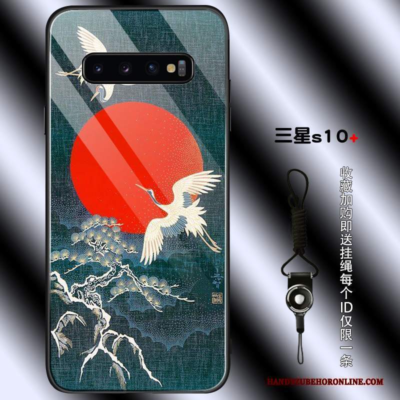 Custodia Samsung Galaxy S10+ Silicone Di Personalità Semplici, Cover Samsung Galaxy S10+ Vintage Gru Tutto Incluso