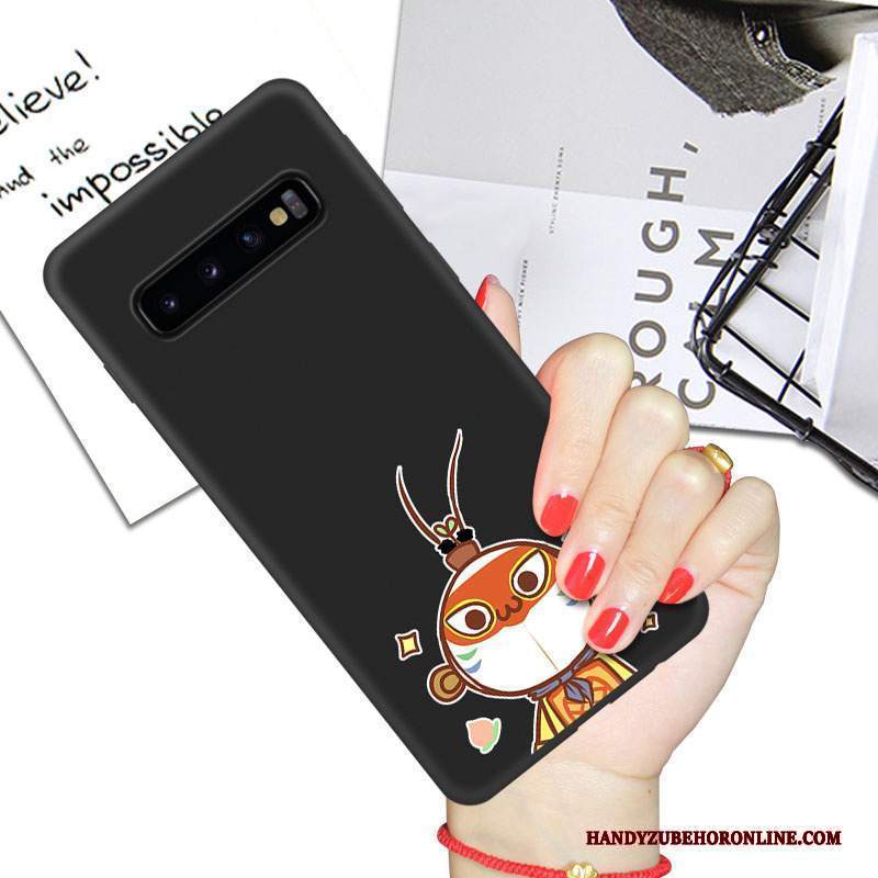 Custodia Samsung Galaxy S10+ Silicone Nero Anti-caduta, Cover Samsung Galaxy S10+ Protezione Net Red Morbido