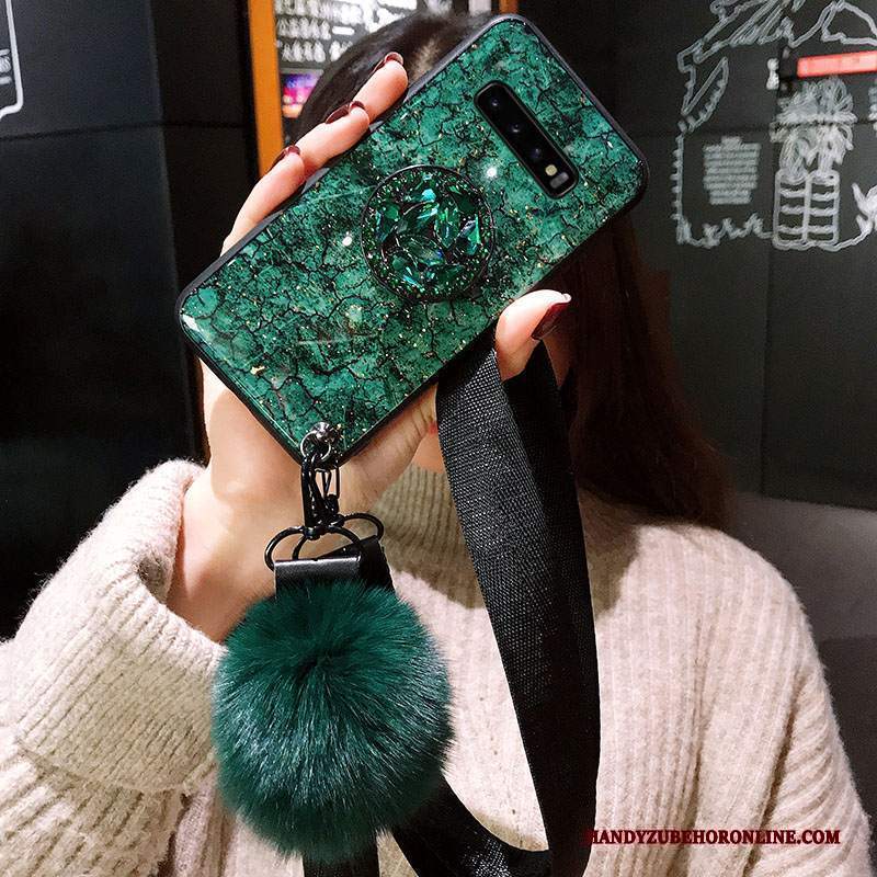 Custodia Samsung Galaxy S10+ Silicone Ornamenti Appesi Morbido, Cover Samsung Galaxy S10+ Protezione Verde Porpora