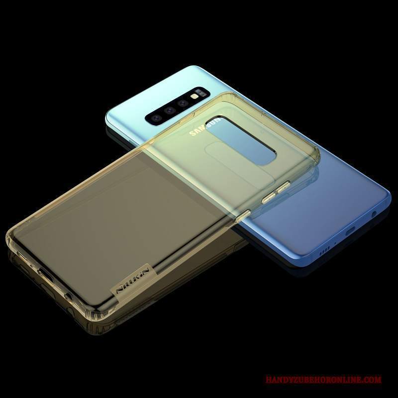 Custodia Samsung Galaxy S10+ Silicone Trasparente Anti-caduta, Cover Samsung Galaxy S10+ Protezione Oro Bianco