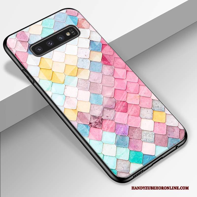 Custodia Samsung Galaxy S10+ Silicone Vetro Anti-caduta, Cover Samsung Galaxy S10+ Protezione Rosa Morbido