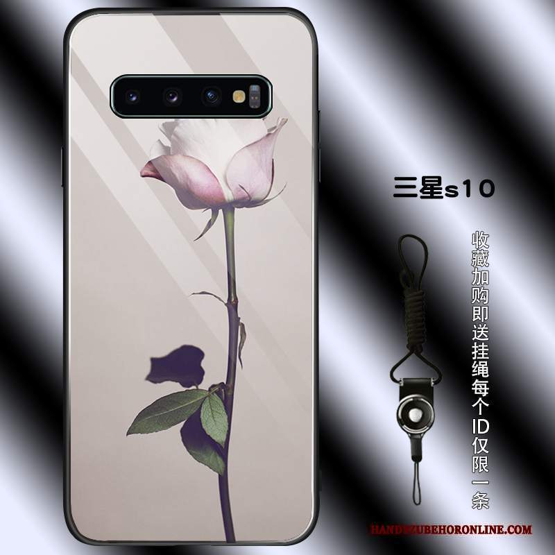 Custodia Samsung Galaxy S10 Vintage Rosa Semplici, Cover Samsung Galaxy S10 Protezione Nero Tutto Incluso