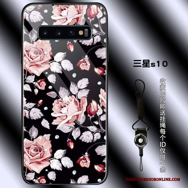 Custodia Samsung Galaxy S10 Vintage Rosa Semplici, Cover Samsung Galaxy S10 Protezione Nero Tutto Incluso