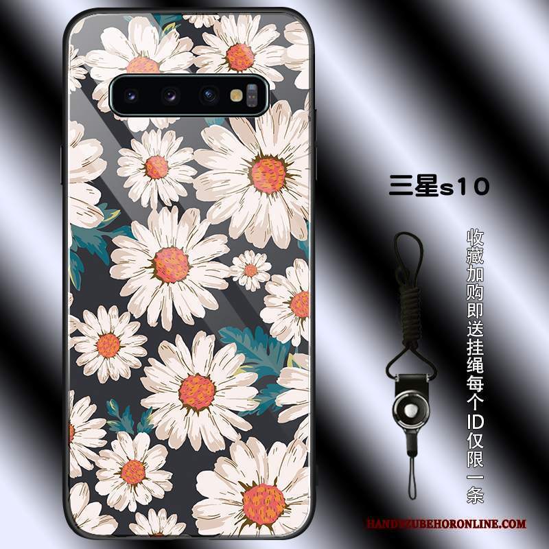 Custodia Samsung Galaxy S10 Vintage Rosa Semplici, Cover Samsung Galaxy S10 Protezione Nero Tutto Incluso