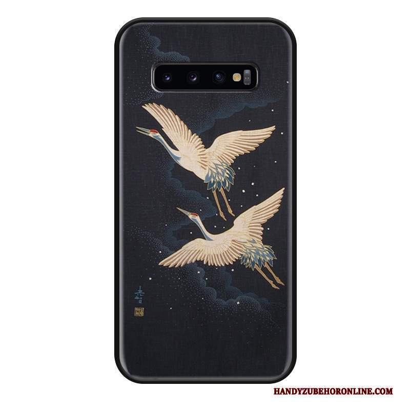 Custodia Samsung Galaxy S10 Vintage Stile Cinese Bianco, Cover Samsung Galaxy S10 Creativo Anti-caduta Di Personalità