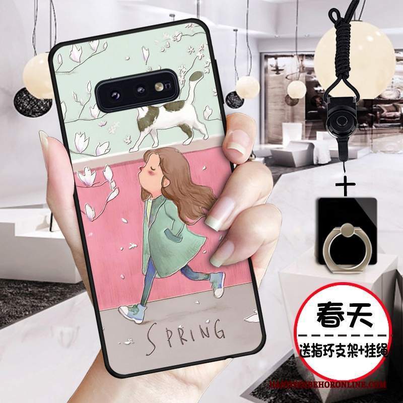 Custodia Samsung Galaxy S10e Goffratura Nero Carino, Cover Samsung Galaxy S10e Protezione Bello Tutto Incluso