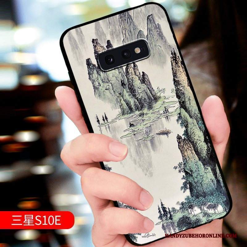 Custodia Samsung Galaxy S10e Goffratura Tendenza Nuovo, Cover Samsung Galaxy S10e Protezione Telefono Verde