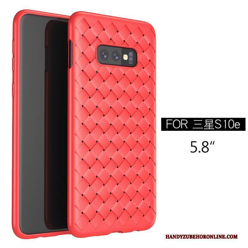 Custodia Samsung Galaxy S10e Pelle Intrecciate Radiante, Cover Samsung Galaxy S10e Protezione Porpora Modello