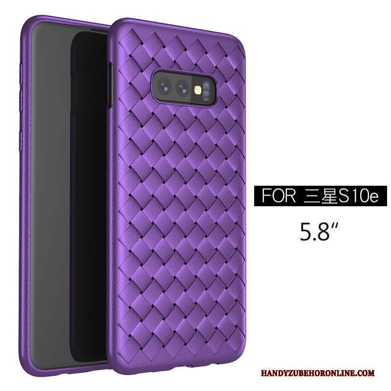 Custodia Samsung Galaxy S10e Pelle Intrecciate Radiante, Cover Samsung Galaxy S10e Protezione Porpora Modello