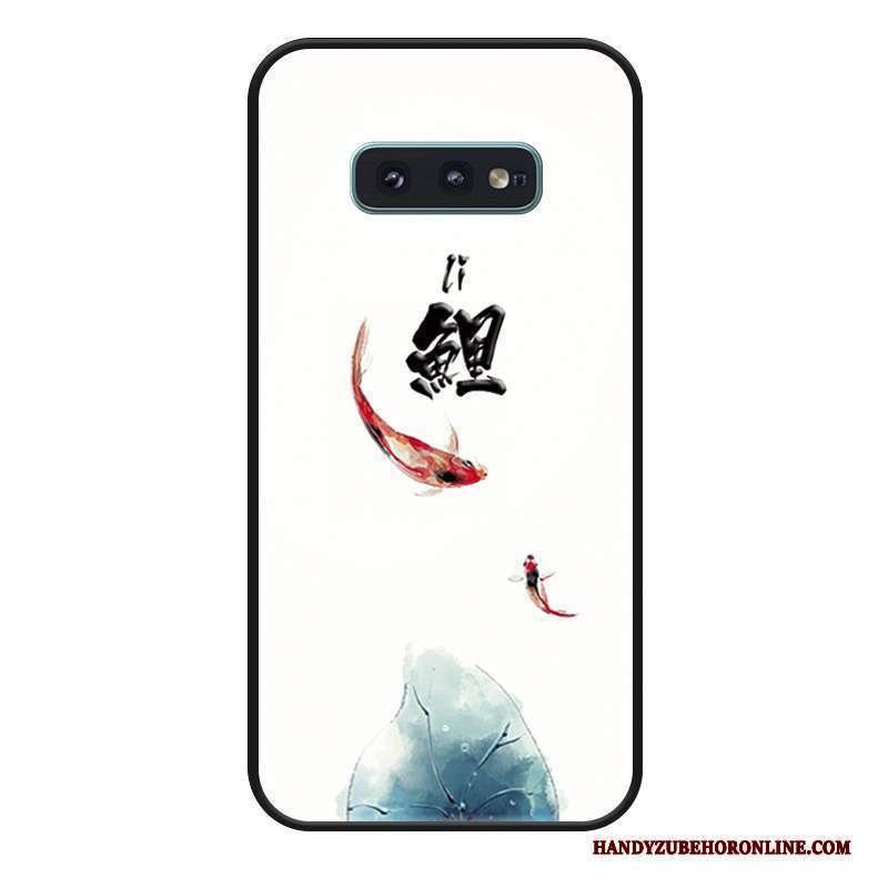 Custodia Samsung Galaxy S10e Protezione Stile Cinese Bianco, Cover Samsung Galaxy S10e Creativo Inchiostro Marchio Di Tendenza