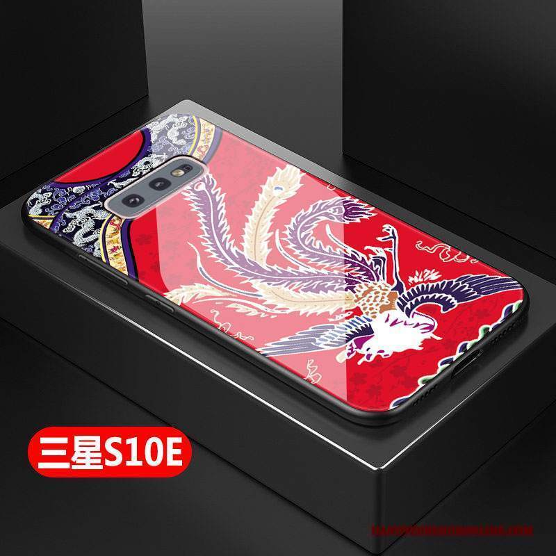 Custodia Samsung Galaxy S10e Protezione Tutto Inclusotelefono, Cover Samsung Galaxy S10e Moda Rosso Vetro