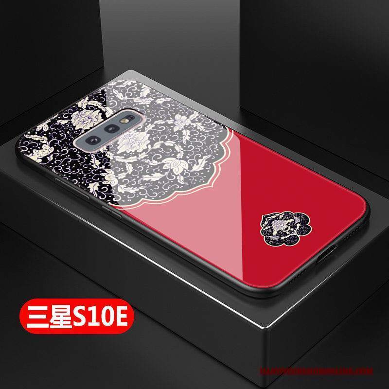 Custodia Samsung Galaxy S10e Protezione Tutto Inclusotelefono, Cover Samsung Galaxy S10e Moda Rosso Vetro