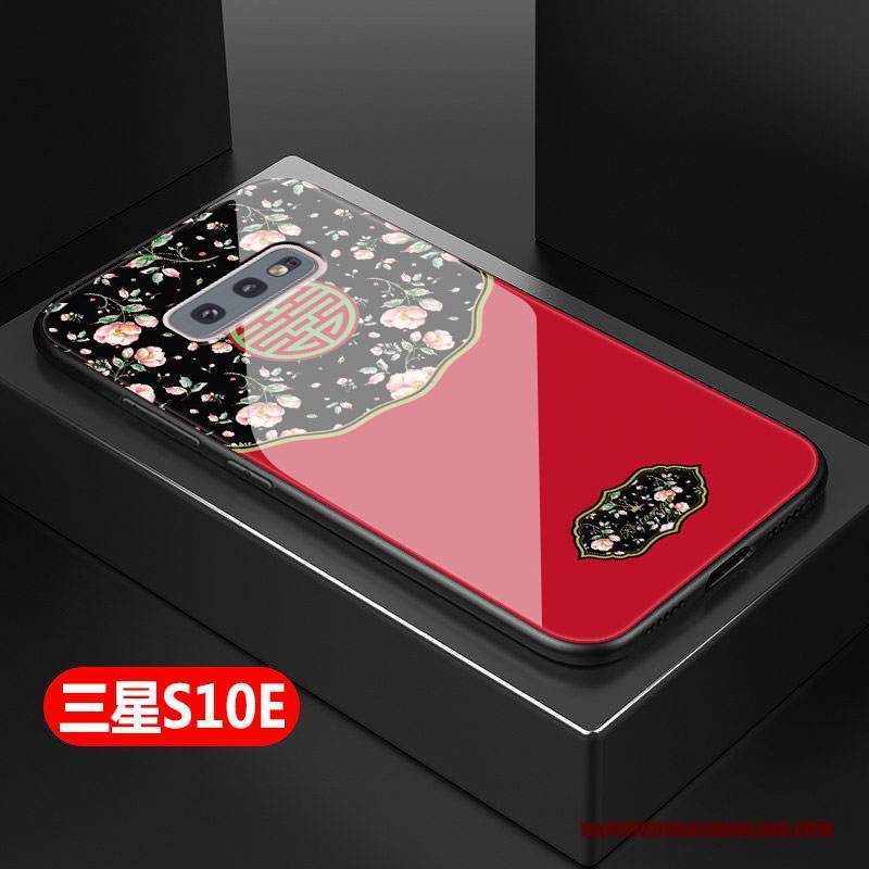 Custodia Samsung Galaxy S10e Protezione Tutto Inclusotelefono, Cover Samsung Galaxy S10e Moda Rosso Vetro