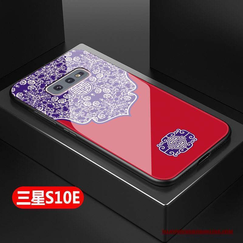 Custodia Samsung Galaxy S10e Protezione Tutto Inclusotelefono, Cover Samsung Galaxy S10e Moda Rosso Vetro