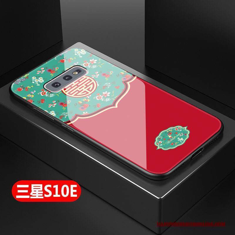 Custodia Samsung Galaxy S10e Protezione Tutto Inclusotelefono, Cover Samsung Galaxy S10e Moda Rosso Vetro