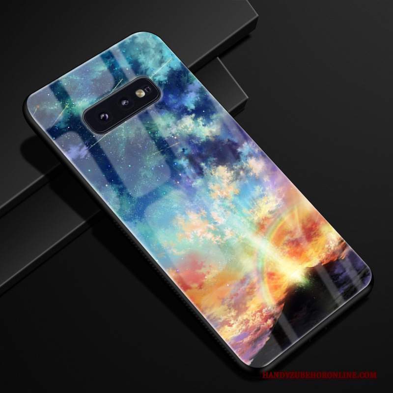 Custodia Samsung Galaxy S10e Silicone Tendenza Vetro, Cover Samsung Galaxy S10e Protezione Telefono Blu