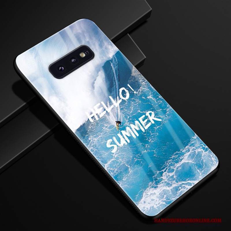 Custodia Samsung Galaxy S10e Silicone Tendenza Vetro, Cover Samsung Galaxy S10e Protezione Telefono Blu