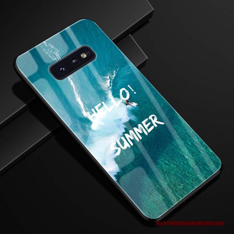 Custodia Samsung Galaxy S10e Silicone Tendenza Vetro, Cover Samsung Galaxy S10e Protezione Telefono Blu