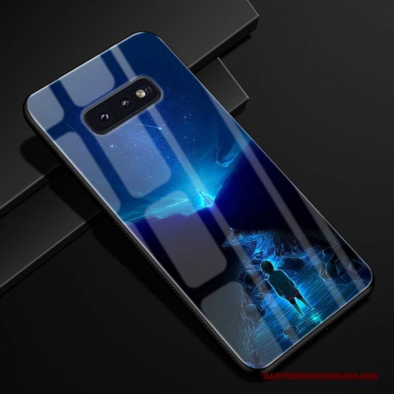 Custodia Samsung Galaxy S10e Silicone Tendenza Vetro, Cover Samsung Galaxy S10e Protezione Telefono Blu