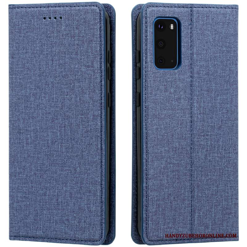 Custodia Samsung Galaxy S20 Folio Modello Panno, Cover Samsung Galaxy S20 Pelle Telefono Blu