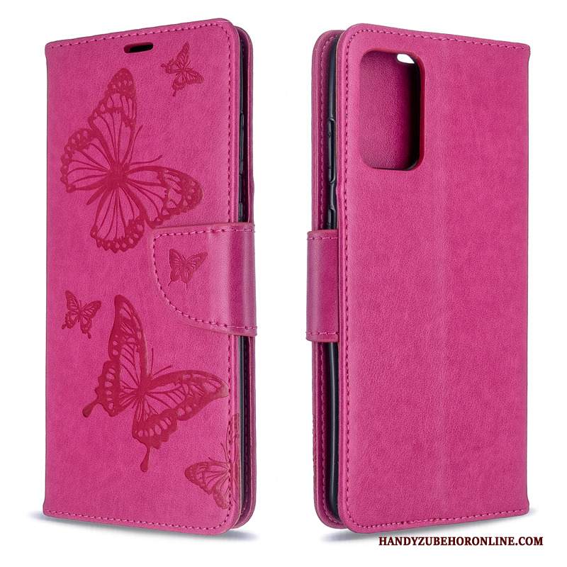 Custodia Samsung Galaxy S20 Protezione Farfalla Porpora, Cover Samsung Galaxy S20 Goffratura Ornamenti Appesi Monocromatico