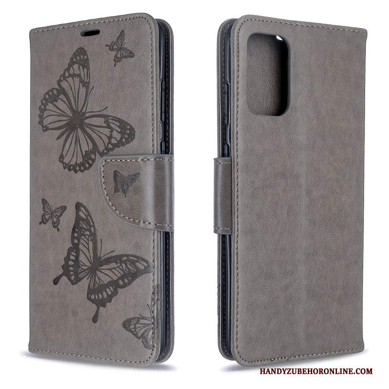 Custodia Samsung Galaxy S20 Protezione Farfalla Porpora, Cover Samsung Galaxy S20 Goffratura Ornamenti Appesi Monocromatico