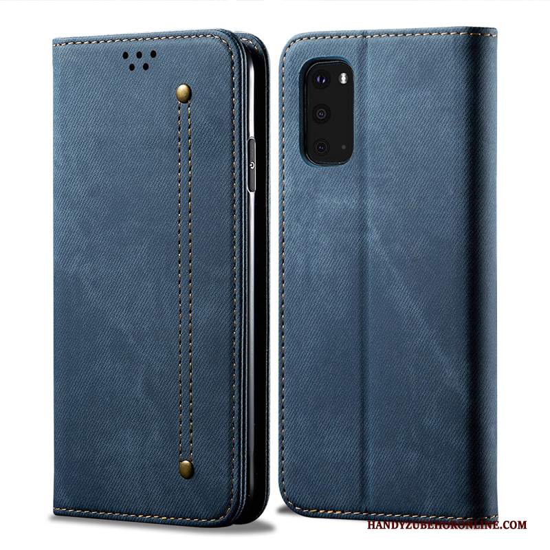 Custodia Samsung Galaxy S20 Protezione Manuale Blu, Cover Samsung Galaxy S20 Pelle Affari