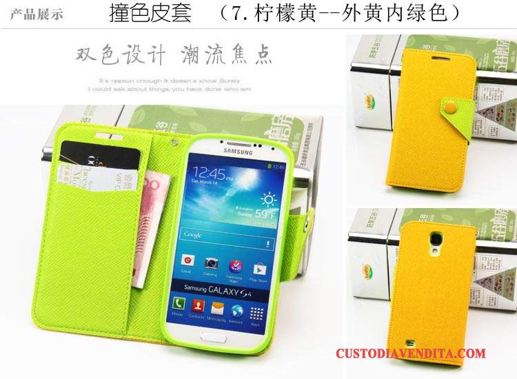 Custodia Samsung Galaxy S4 Pelle Verde Supporto, Cover Samsung Galaxy S4 Protezione