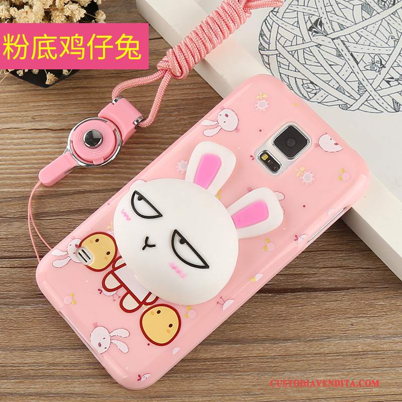 Custodia Samsung Galaxy S5 Cartone Animato Rosa Ornamenti Appesi, Cover Samsung Galaxy S5 Silicone Telefono Tutto Incluso