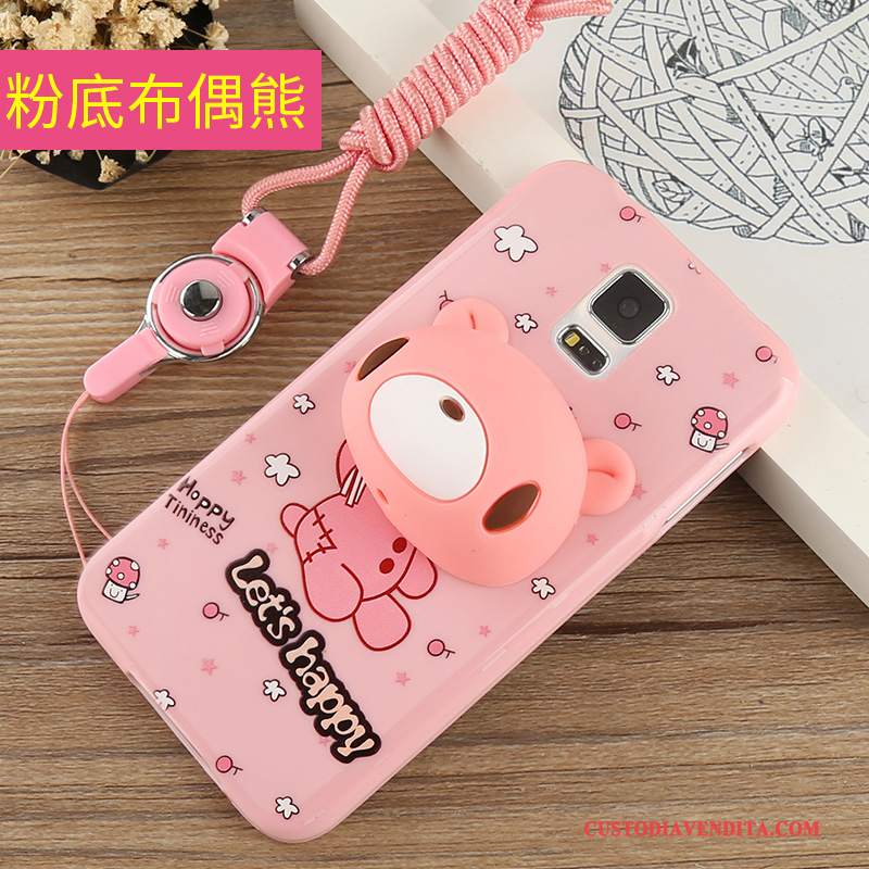 Custodia Samsung Galaxy S5 Cartone Animato Rosa Ornamenti Appesi, Cover Samsung Galaxy S5 Silicone Telefono Tutto Incluso