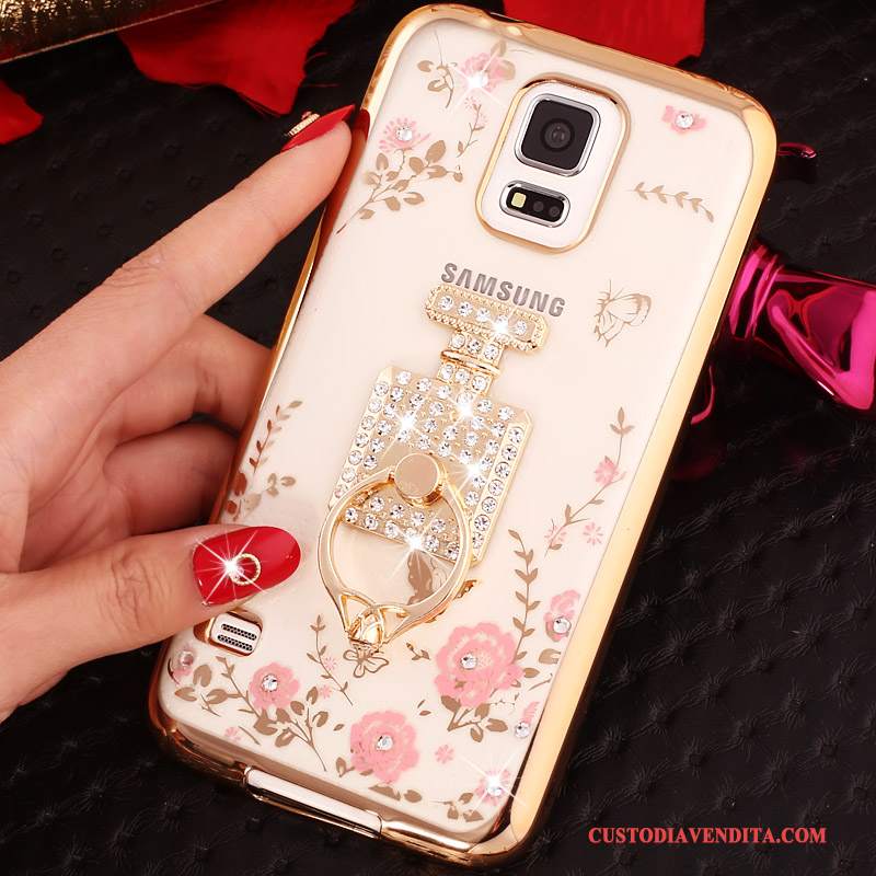 Custodia Samsung Galaxy S5 Cartone Animato Tendenza Morbido, Cover Samsung Galaxy S5 Protezione Telefono Oro