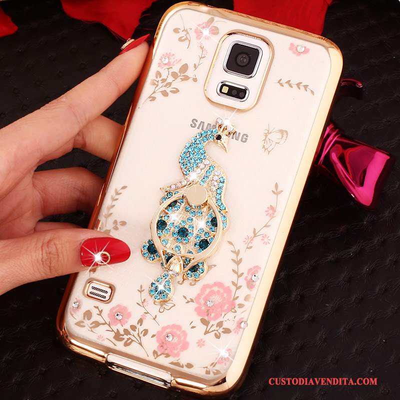 Custodia Samsung Galaxy S5 Cartone Animato Tendenza Morbido, Cover Samsung Galaxy S5 Protezione Telefono Oro