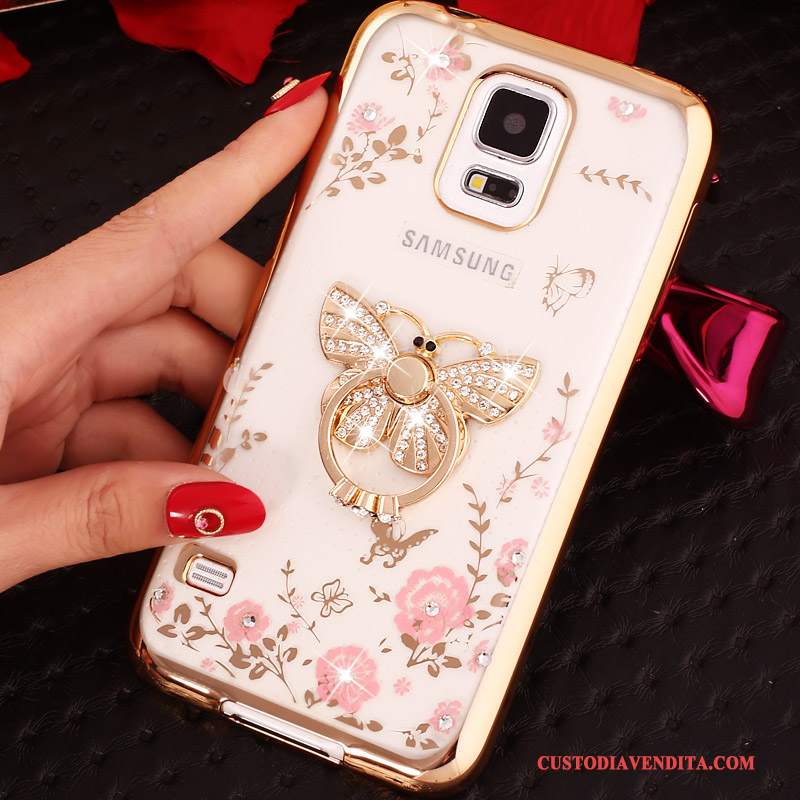 Custodia Samsung Galaxy S5 Cartone Animato Tendenza Morbido, Cover Samsung Galaxy S5 Protezione Telefono Oro