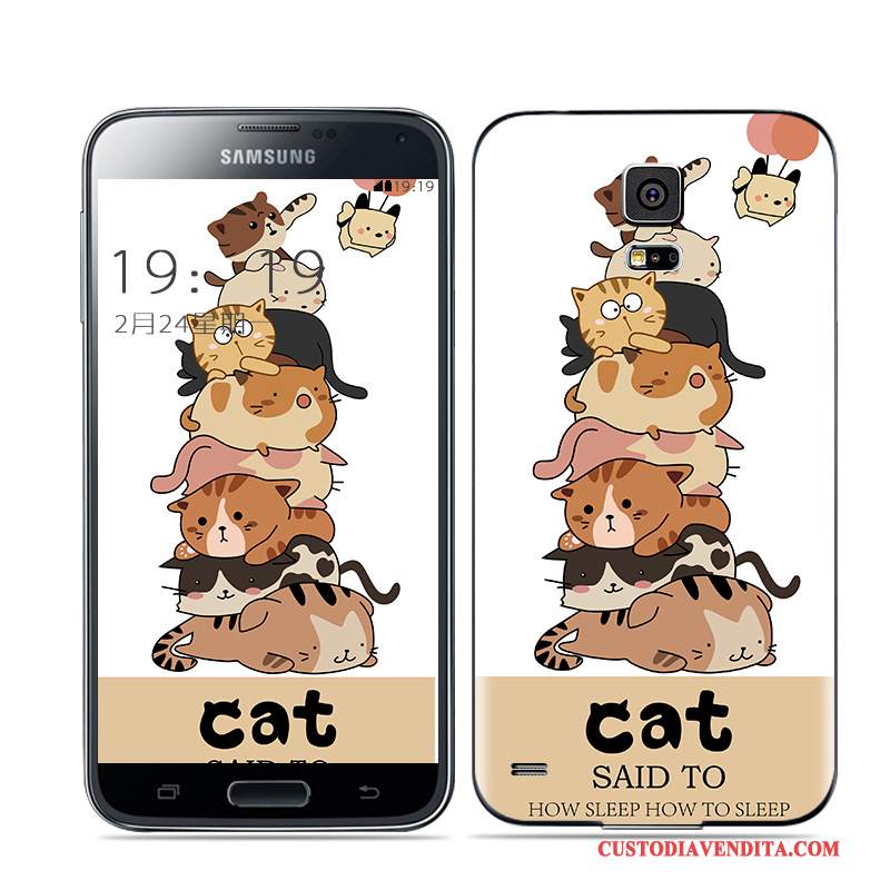 Custodia Samsung Galaxy S5 Colore Bianco Oro, Cover Samsung Galaxy S5 Coperchio Posteriore Nero