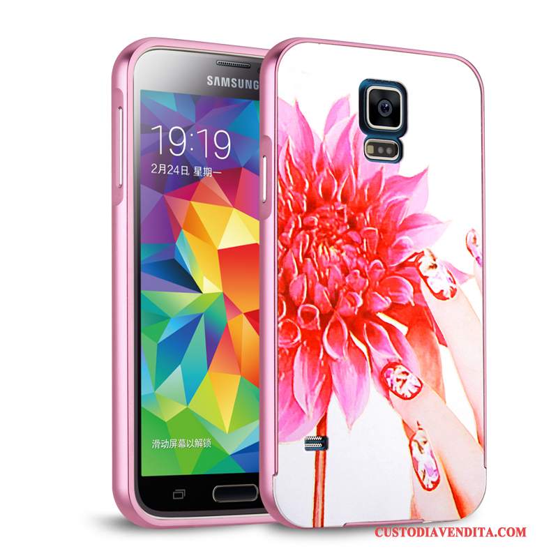 Custodia Samsung Galaxy S5 Protezione Telaio Argento, Cover Samsung Galaxy S5 Coperchio Posteriore Metallo