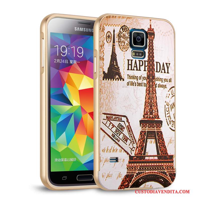 Custodia Samsung Galaxy S5 Protezione Telaio Argento, Cover Samsung Galaxy S5 Coperchio Posteriore Metallo