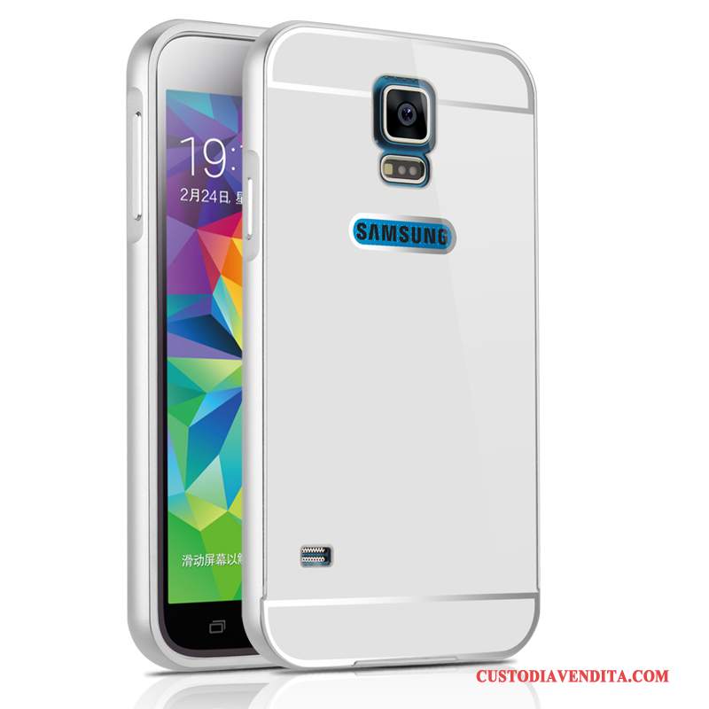 Custodia Samsung Galaxy S5 Protezione Telaio Argento, Cover Samsung Galaxy S5 Coperchio Posteriore Metallo