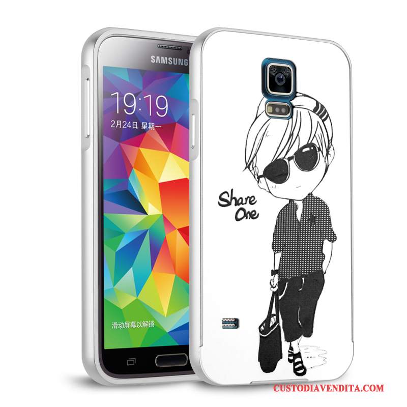 Custodia Samsung Galaxy S5 Protezione Telaio Argento, Cover Samsung Galaxy S5 Coperchio Posteriore Metallo