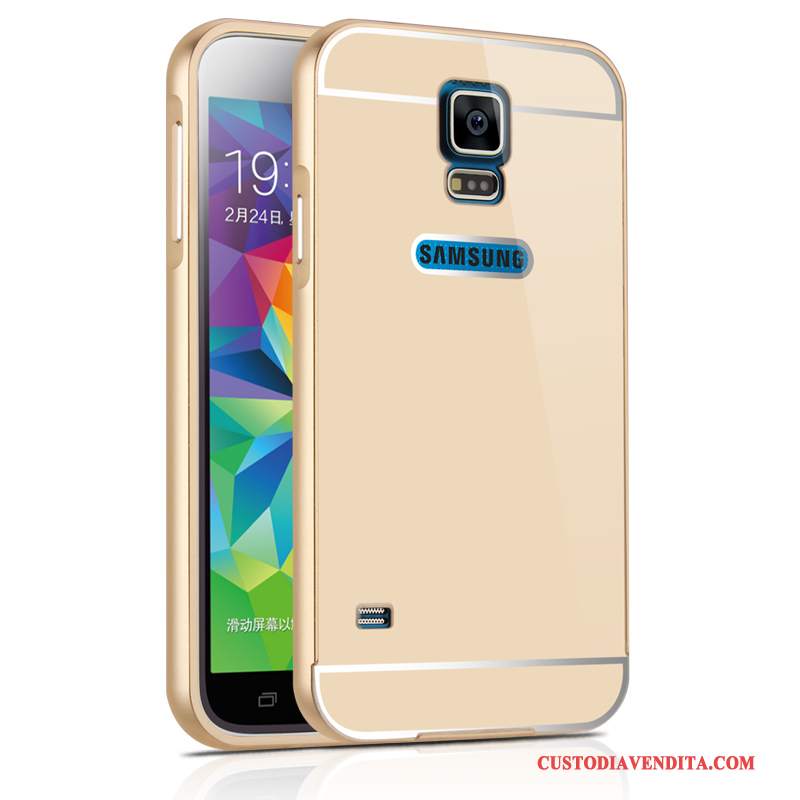 Custodia Samsung Galaxy S5 Protezione Telaio Argento, Cover Samsung Galaxy S5 Coperchio Posteriore Metallo