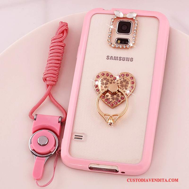 Custodia Samsung Galaxy S5 Protezione Telefono Ornamenti Appesi, Cover Samsung Galaxy S5 Anti-caduta Rosa